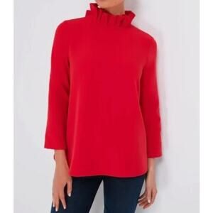 Tuckernuck Red Ruffle Neck Blouse